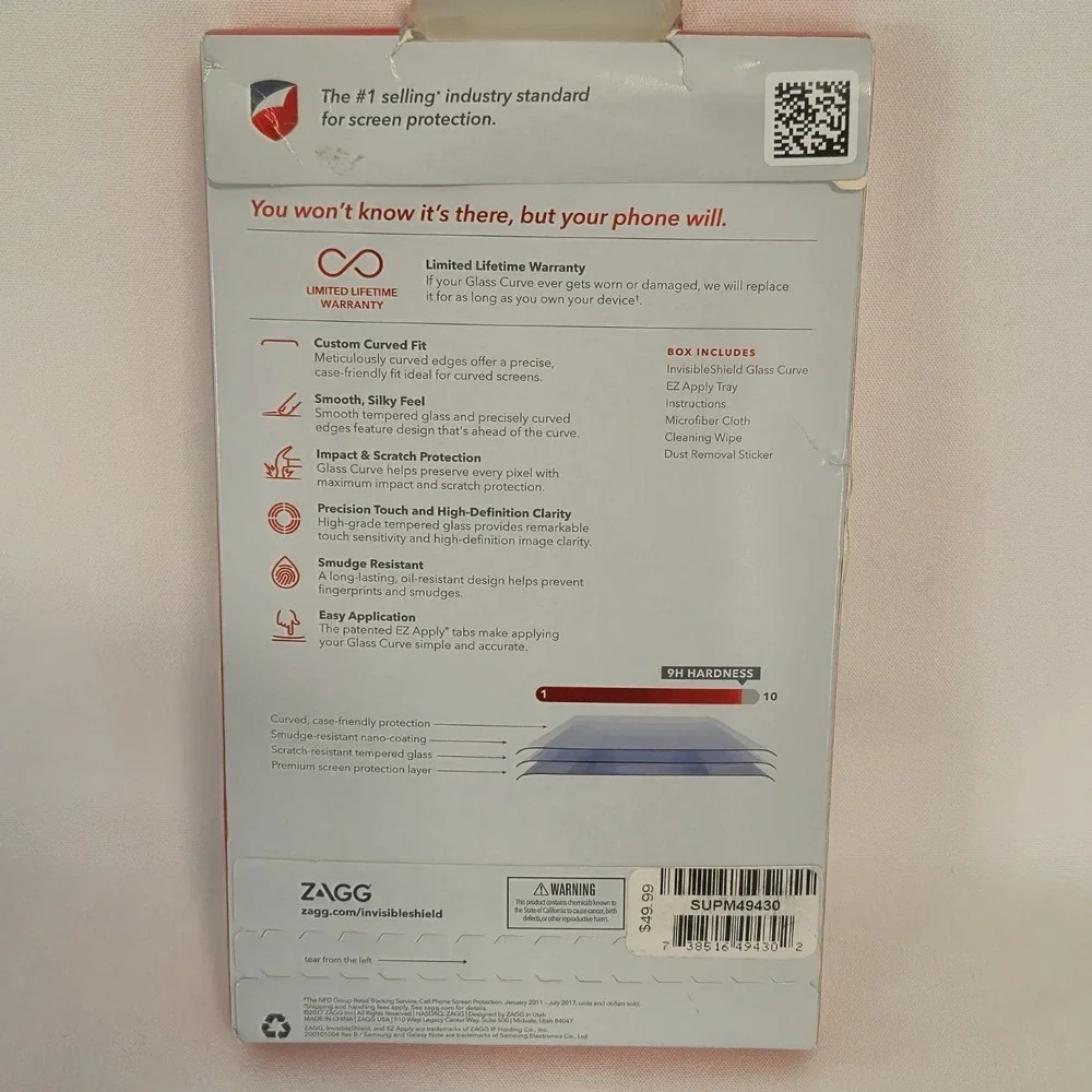ZAGG InvisibleShield Glass Curve Screen Protector Samsung Galaxy Note8 SUPM49430